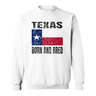 Womens Texas Born And Bred - Vintage Texas Flag V-Neck Sweatshirt | Mazezy