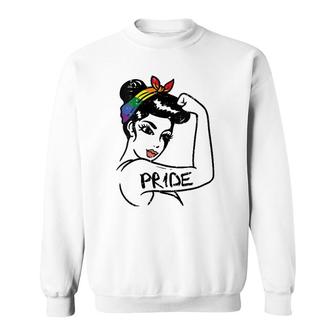 Womens Unbreakable Strong Woman Rainbow Gay Pride Lgbt Women Gift V-Neck Sweatshirt | Mazezy