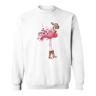 Womens Western Boho Cowgirl Flamingo Print Sweatshirt | Mazezy