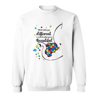Womens What Makes You Different Elephant Mom Autism Child Awareness V-Neck Sweatshirt | Mazezy