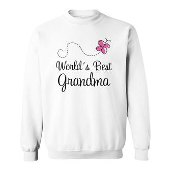 Womens World's Best Grandma Gift For Grandmother V-Neck Sweatshirt | Mazezy