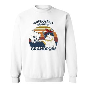 World's Best Cat Grandpaw Vintage Grandpa Cat Lover Sweatshirt | Mazezy