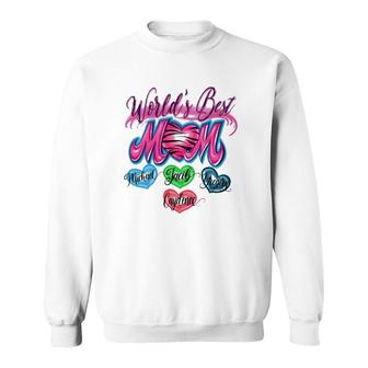 World's Best Mom Mother's Day Gift Michael Jacob Gregory Caydence Kids Hearts Sweatshirt | Mazezy