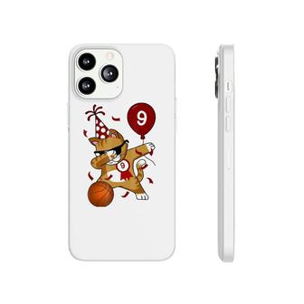 9Th Birthday Party Dabbing Cat Basketball 9 Years Old Phonecase iPhone | Mazezy