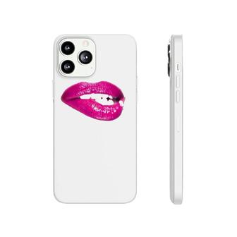 African American Lips Biting Bottom Lip With Lipstick Phonecase iPhone | Mazezy