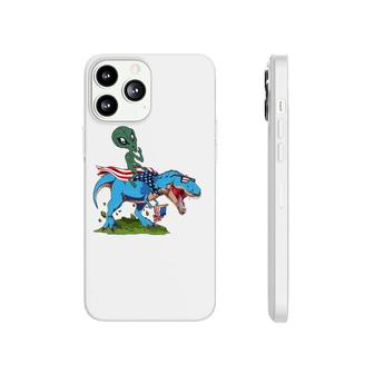 Alien Riding Dinosaur Usa Flag 4Th Of July America Phonecase iPhone | Mazezy