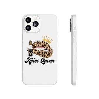 Aries Queen Aries Girls Yellow Lipstick Leopard Birthday Gift Phonecase iPhone - Seseable