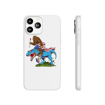 Bigfoot Riding Dinosaur Usa Flag 4Th Of July America Phonecase iPhone | Mazezy