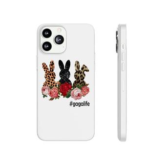 Cute Bunny Flowers Gaga Life Happy Easter Sunday Floral Leopard Plaid Women Gift Phonecase iPhone | Mazezy
