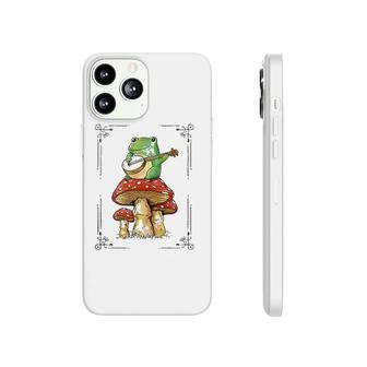 Funny Cottagecore Aesthetic Frog Playing Banjo On Mushroom Phonecase iPhone | Mazezy