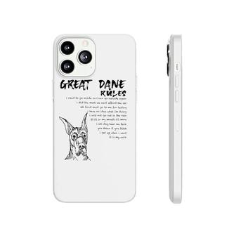 Funny Great Dane Dog Rules Hand Drawn Art Black Raglan Baseball Tee Phonecase iPhone | Mazezy