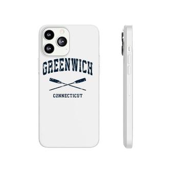 Greenwich Connecticut Vintage Nautical Crossed Oars Navy Phonecase iPhone | Mazezy