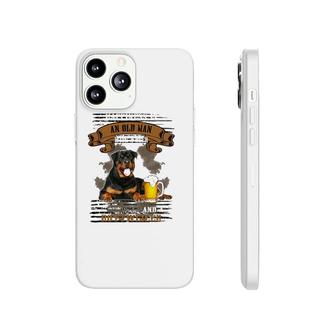 Happiness Is Old Man With Beer And A Rottweiler Sitting Near Phonecase iPhone | Mazezy