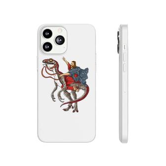 Jesus Riding A Dinosaur Raptor Dinosaur Parody Phonecase iPhone | Mazezy