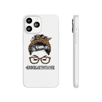 Kindergarten Teacher Life Woman Messy Bun Funny Leopard Phonecase iPhone | Mazezy