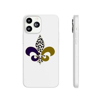 Leopard Purple & Gold Mardi Gras Fleur De Lys Symbol Phonecase iPhone | Mazezy