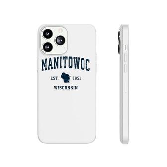 Manitowoc Wisconsin Wi Vintage Sports Design Navy Print Phonecase iPhone | Mazezy