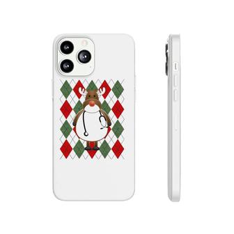 Medical Scrub Top Reindeer Nurse Ugly Argyle Pattern Phonecase iPhone | Mazezy