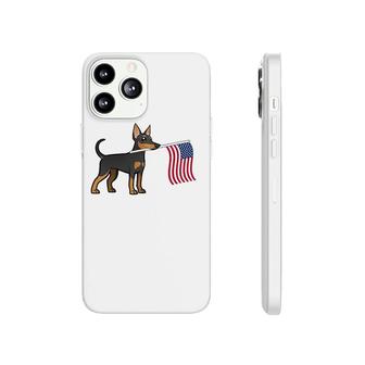 Min Pin Holding American Flag Min Pin Miniature Pinscher Phonecase iPhone | Mazezy