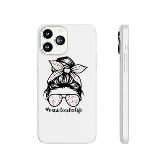 Music Teacher Messy Bun Life Hair Glasses Musical Notes Phonecase iPhone | Mazezy
