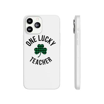 One Lucky Teacher Buffalo Plaid Green Shamrock Phonecase iPhone | Mazezy