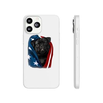 Pug Black Dog American Flag 4Th Of July Animal Patriotic Tee Phonecase iPhone | Mazezy