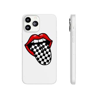 Red Lips Black White Checkered Tongue Phonecase iPhone | Mazezy
