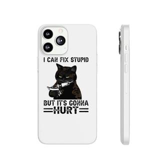 Tattooist Grumpy Black Cat I Can Fix Stupid But It's Gonna Hurt Tattoo Machine Phonecase iPhone