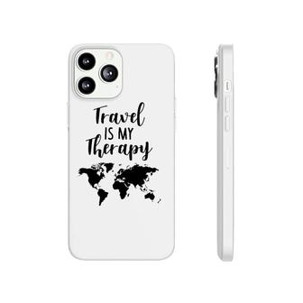 Travel Is My Therapy World Map Traveling Vacation Beach Gift Phonecase iPhone | Mazezy