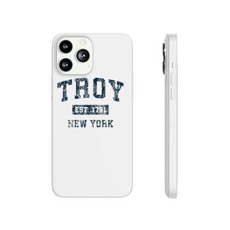Troy New York Ny Vintage Sports Design Navy Print Phonecase iPhone | Mazezy