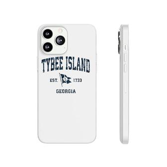 Tybee Island Ga Vintage Sports Navy Boat Anchor Flag Phonecase iPhone | Mazezy