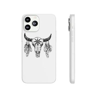Western Rodeo Bull Skull With Feathers Phonecase iPhone | Mazezy