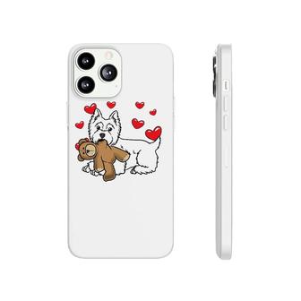 White West Highland Terrier Dog With Stuffed Animal Phonecase iPhone | Mazezy