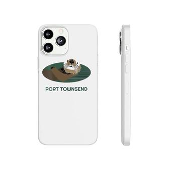 Womens Cute Otter Port Townsend, Wa Coast Resident Fisherman Gift V-Neck Phonecase iPhone | Mazezy