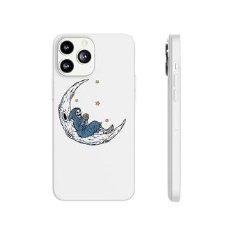 Womens Halloween Coffee Drinking Skeleton Skull Sitting On The Moon V-Neck Phonecase iPhone | Mazezy