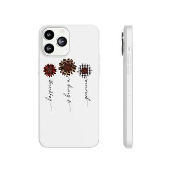 Womens Happiness Is Being A Granna Leopard Sunflower Lover V-Neck Phonecase iPhone | Mazezy