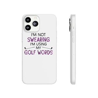 Womens I'm Not Swearing I'm Using My Golf Words Purple Leopard V-Neck Phonecase iPhone | Mazezy