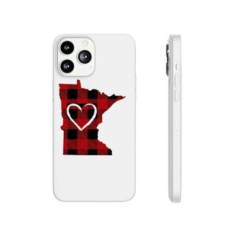 Womens Popular I Love Minnesota Buffalo Plaid Heart Mn Tank Top Phonecase iPhone | Mazezy