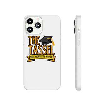Womens The Tassel Was Worth The Hassle Graduation Gifts 2021 Graduate V-Neck Phonecase iPhone | Mazezy