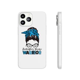 Womens Tu Messy Bun Blue Ribbon Huntington's Disease Awareness Phonecase iPhone | Mazezy