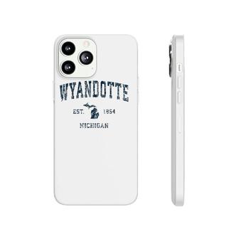 Wyandotte Michigan Mi Vintage Sports Design Navy Print Phonecase iPhone | Mazezy