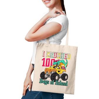 100 Days Of School Monster Truck Dinosaur Boys Tote Bag | Mazezy