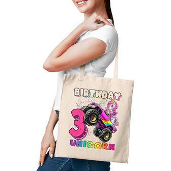 3Rd Birthday Unicorn Monster Truck Birthday Party Girls Tote Bag | Mazezy