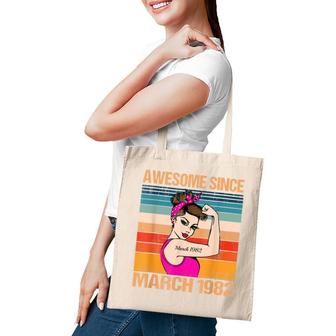40 Years Old Awesome Since March 1982 40Th Birthday Gifts Tote Bag - Seseable