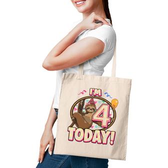 4Th Birthday Sloth Party Lazy Kids 4 Four Tote Bag | Mazezy