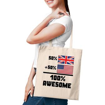 50 British 50 American 100 Awesome United Kingdom Flag Tote Bag | Mazezy