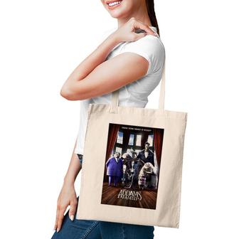 Addams Family Group Shot Portrait Movie Poster Premium Tote Bag | Mazezy