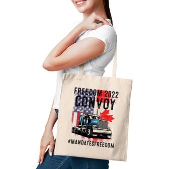 American Flag Canada Flag Freedom Convoy 2022 Trucker Driver Tote Bag | Mazezy