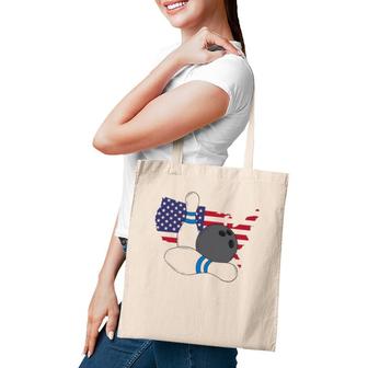 American Flag Patriotic Bowling Player Pins And Bowling Ball Tote Bag | Mazezy