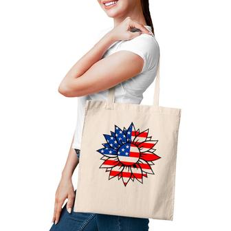 American Flag Sunflower Peace Sign 4Th Of July Usa Boys Girl Tote Bag | Mazezy